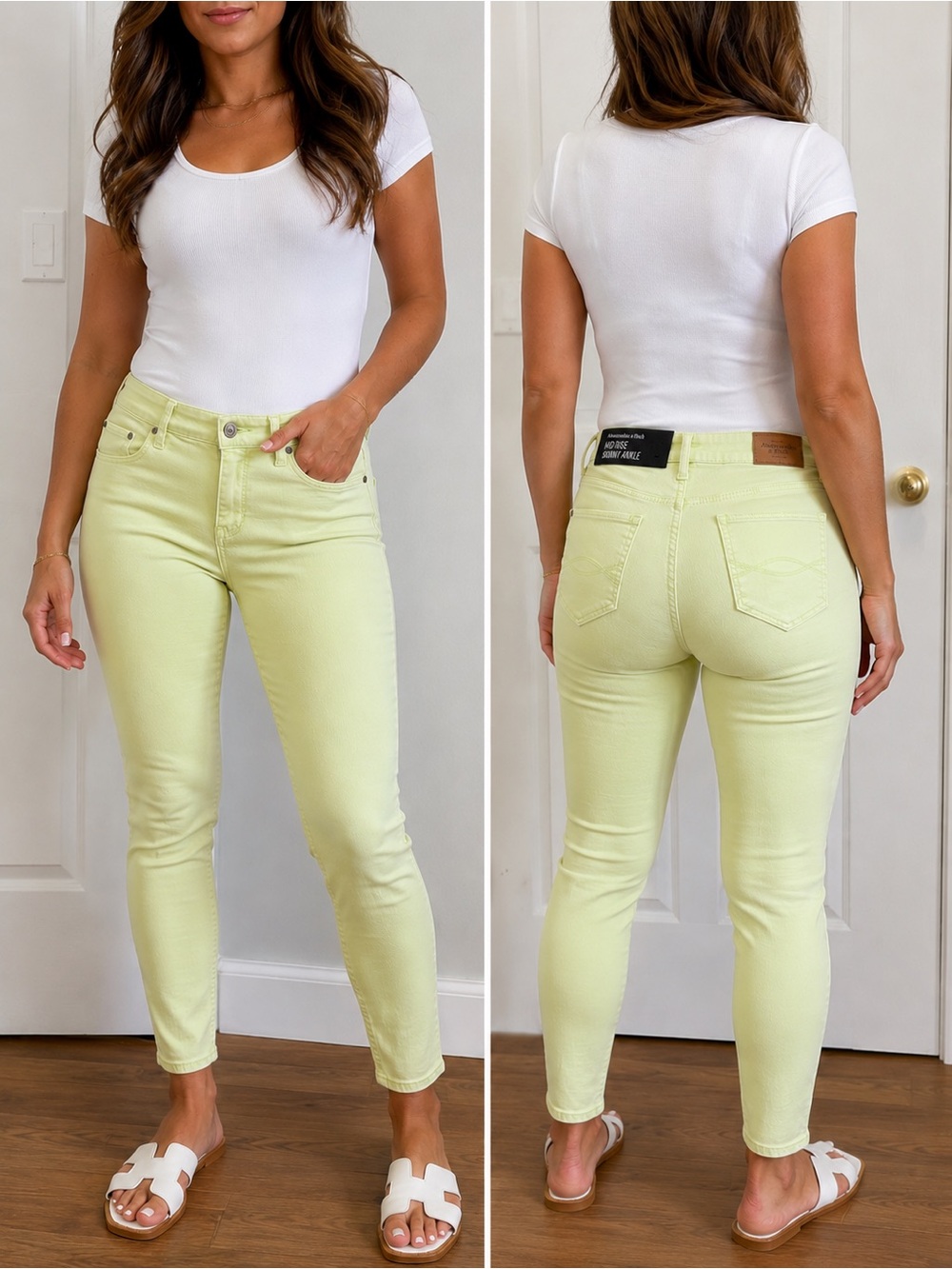 NWT Abercrombie & Fitch Neon Green Super Skinny Ankle Jeans